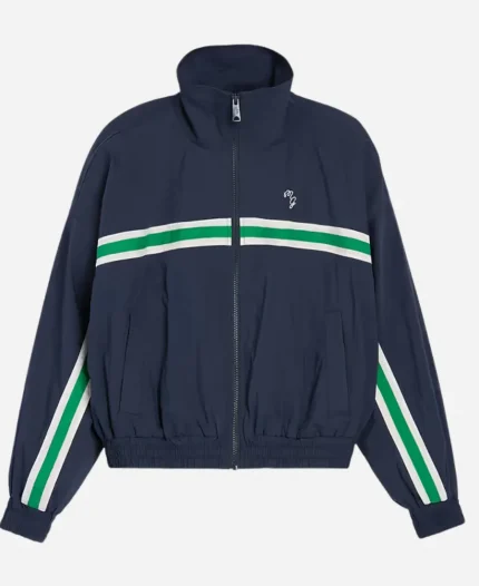 Unisex Gap x Malbon 2026 Navy Textured Poplin Full-Zip Windbreaker Jacket