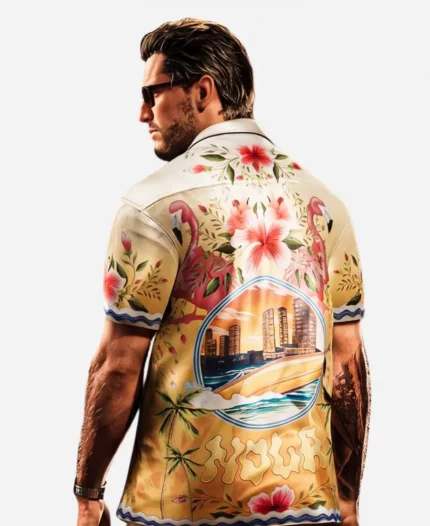 Grand Theft Auto VI Jason Duval White SS Floral Printed Shirt