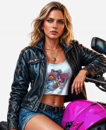 GTA VI Lucia Black Leather Biker Jacket