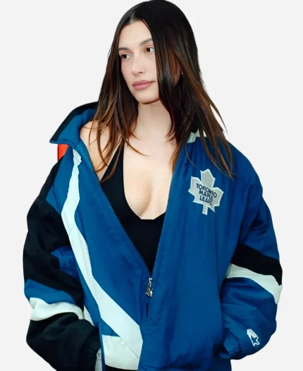 Hailey Bieber National Hockey League Vintage Toronto Maple Leafs Blue Jacket