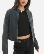 Hannah Waddingham Ride or Die Season 01 Judith Burton Grey Biker Denim Jacket