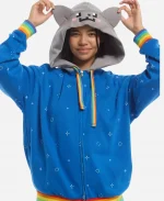 Hot Topic Nyan Cat Plush Ears Girls Blue Zip-Up Hoodie