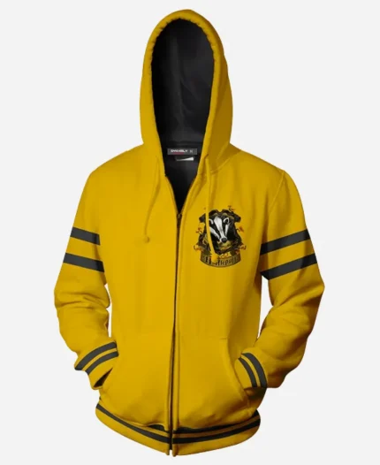 Hufflepuff Hogwarts Harry Potter Yellow Zip-Up Hoodie