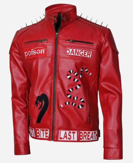 I Am Venomous Snake Red Leather Jacket