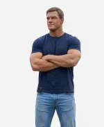 Jack Reacher Tv Series Alan Ritchson Reacher S04 Navy Blue Cotton T-Shirt