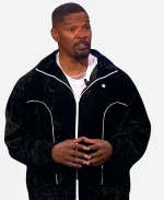 Jamie Foxx Beat Shazam S8 White Piping Velvet Black Track Jacket