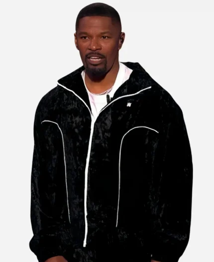 Jamie Foxx Beat Shazam S8 White Piping Velvet Track Jacket