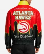 Jeff Hamilton X Atlanta Hawks Vagan Red Genuine Leather Jacket