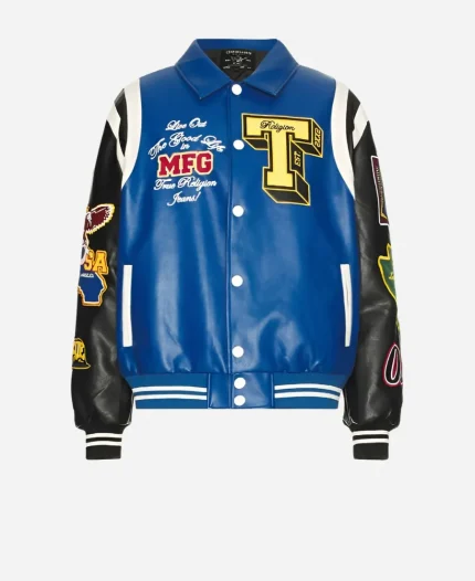 Jersey Shore Family Vacation Season 09 Pauly D Blue Leather Bomber Jacket