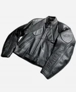 Grainy laminated bull leather jacket