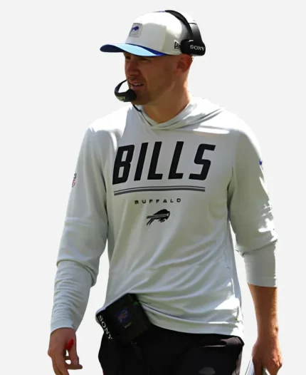 Joe Brady Buffalo Bills Preseason White Hooded T-Shirt