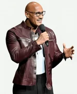 2026 CinemaCon Jumanji Open World Photocall Dwayne Johnson Leather Jacket
