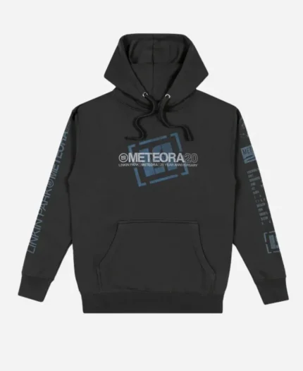 Meteora 20th Logo Tilt Washed Black Hoodie.