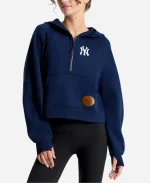 Lululemon Women's Scuba x New York Yankees Oversized Blue Half-Zip Hoodie