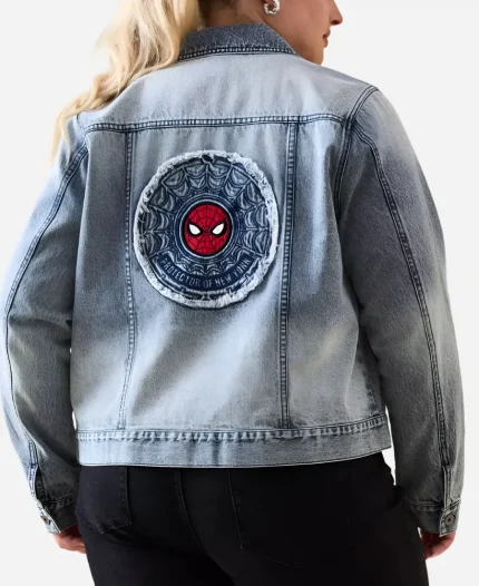 Marvel Spider-Man Brand New Day Embroidered Patches Blue Denim Jacket