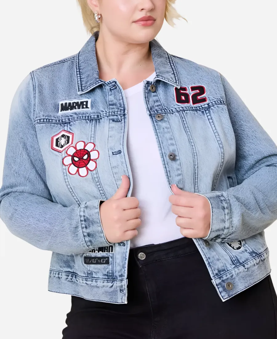 Marvel Spider-Man Embroidered Patches Jacket Marvel Spider-Man Brand New Day Embroidered Patches Denim Jacket