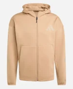 Mens Adidas Z.N.E. Full-Zip Hooded Track Jacket in Beige