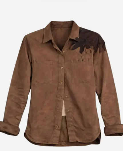 Annabelle Wallis Mutiny 2026 Angie Ellis Brown Cotton Shirt