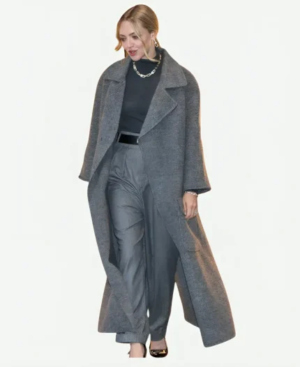 New York City 2026 Commercial Tiffany & Co Amanda Seyfried Grey Wool Trench Coat