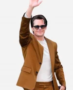 NYC 2026 Bill Skarsgård Brown Blazer