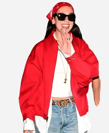 NYC 2026 Dua Lipa Red Jacket
