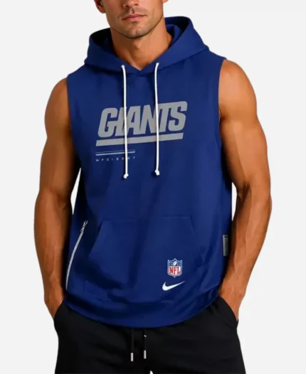Nike 2026 New York Giants Sideline Sleeveless Blue Hoodie