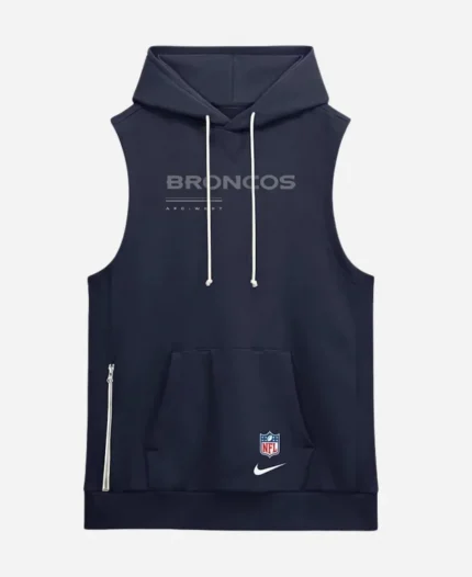 2026 Denver Broncos Nike Sideline Sleeveless Navy Blue Hoodie