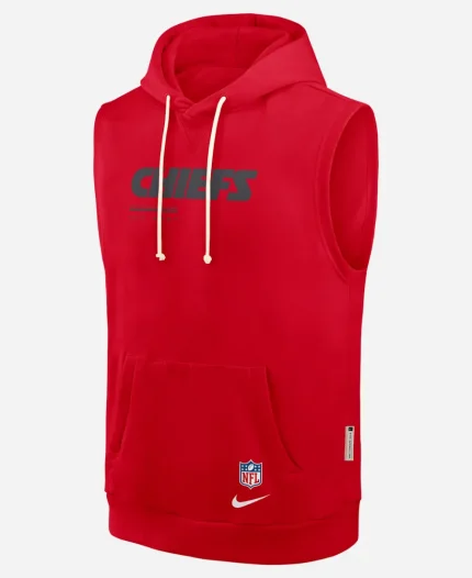 Kansas City Chiefs Sideline Sleeveless Hoodie in Red