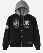 OVO x MLB New York Yankees Twill Black Bomber Hooded Jacket