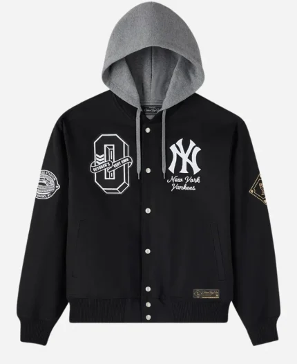 OVO x MLB New York Yankees Twill Black Bomber Hooded Jacket