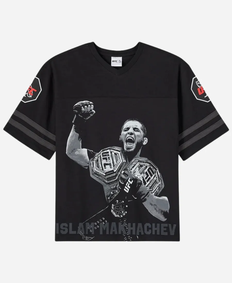 October's Very Own OVO x UFC Islam Makhachev Football Slub Black T-Shirt OVO x UFC Islam Makhachev Football Slub Black T-Shirt