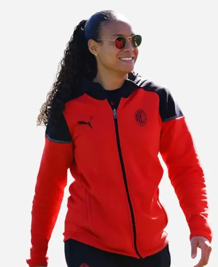 Olivia Smith Puma AC Milan Football Casuals Red & Black Hooded Jacket