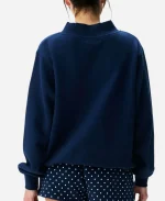 Parke Polka Dot Letter Varsity Navy Mockneck Sweatshirt