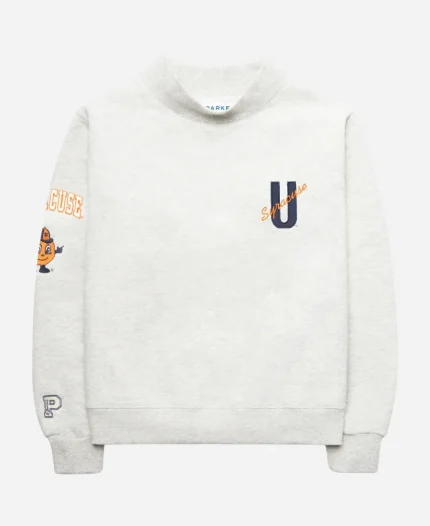 Parke x’47 Graphic Syracuse Grey Fleece Mockneck Sweatshirt