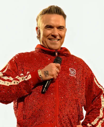  BST Hyde Park Performance Robbie Williams Red Sequined jacket