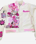 Plastics Apparel Mean Girls Burn Book Pink Varsity Bomber Jacket