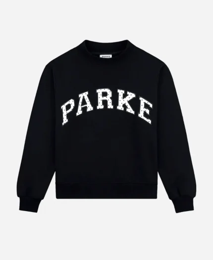Unisex Polka Dot 2026 Parke Dot Letter Black Mockneck Sweatshirt