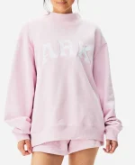 Parke Polka Dot Letter Pink Mockneck Sweatshirt