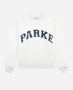 Polka Dot Parke Dot Letter Mockneck Sweatshirt -White