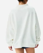 Unisex Polka Dot Parke Dot Letter White Mockneck Sweatshirt