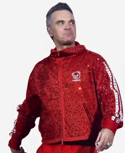 Performance Robbie Williams Red Sequined jacket