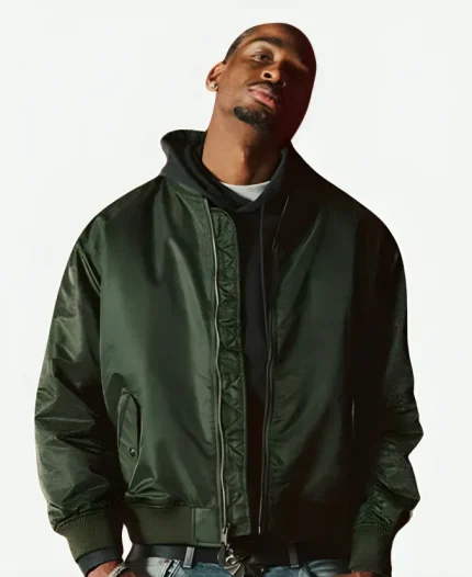 Men’s Levi’s x Shai Gilgeous-Alexander MA-1 Olive Green Satin Bomber Jacket