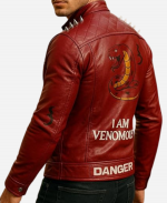 I Am Venomous Snake Leather Jacket - Red