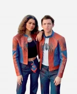 Spider-Man Brand New Day Tom Holland And Zendaya Red Leather Jacket