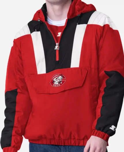 Men's Starter Cincinnati Reds Charger Half-Zip Jacket