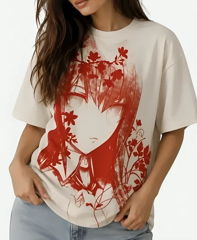 Steins Gate Kurisu T-Shirt Unisex Steins Gate Kurisu Makise Beige Graphic T-ShirtÂ
