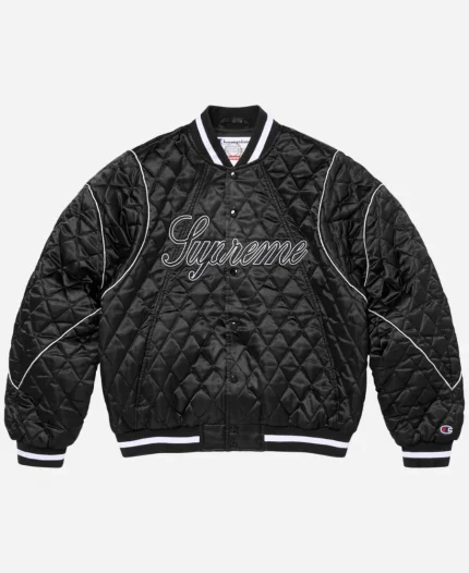 Supreme x Champion Quilted Varsity Jacket in Black