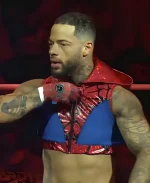 TNA Lockdown 2026 Trey Miguel Cropped Red and Blue Spider-Man Hooded Vest