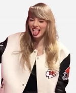 Taylor Swift NFL Kansas City Chiefs Black & White Letterman Varsity Jacket