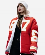 Taylor Swift Kelce 87 Red Puffer Jacket